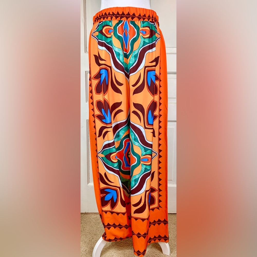 Sweet Rain Hibiscus Vibrant Wide-Leg Pull-On Palazzo Pants